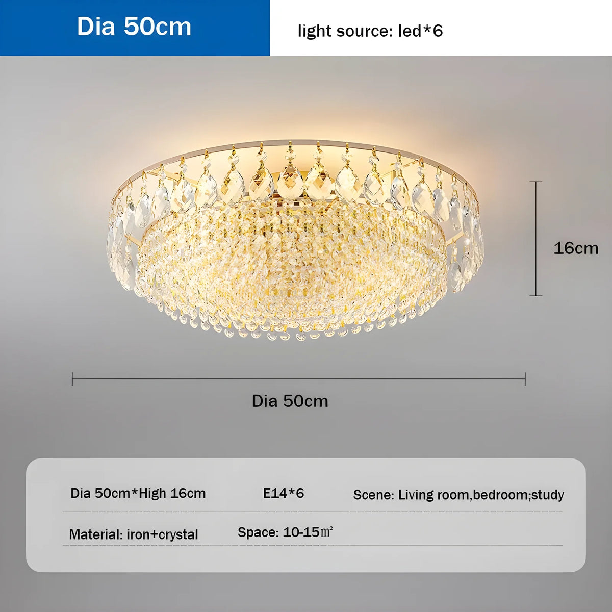 Neroli Flush-Mount Crystal Chandelier for Kitchen – detail view 9