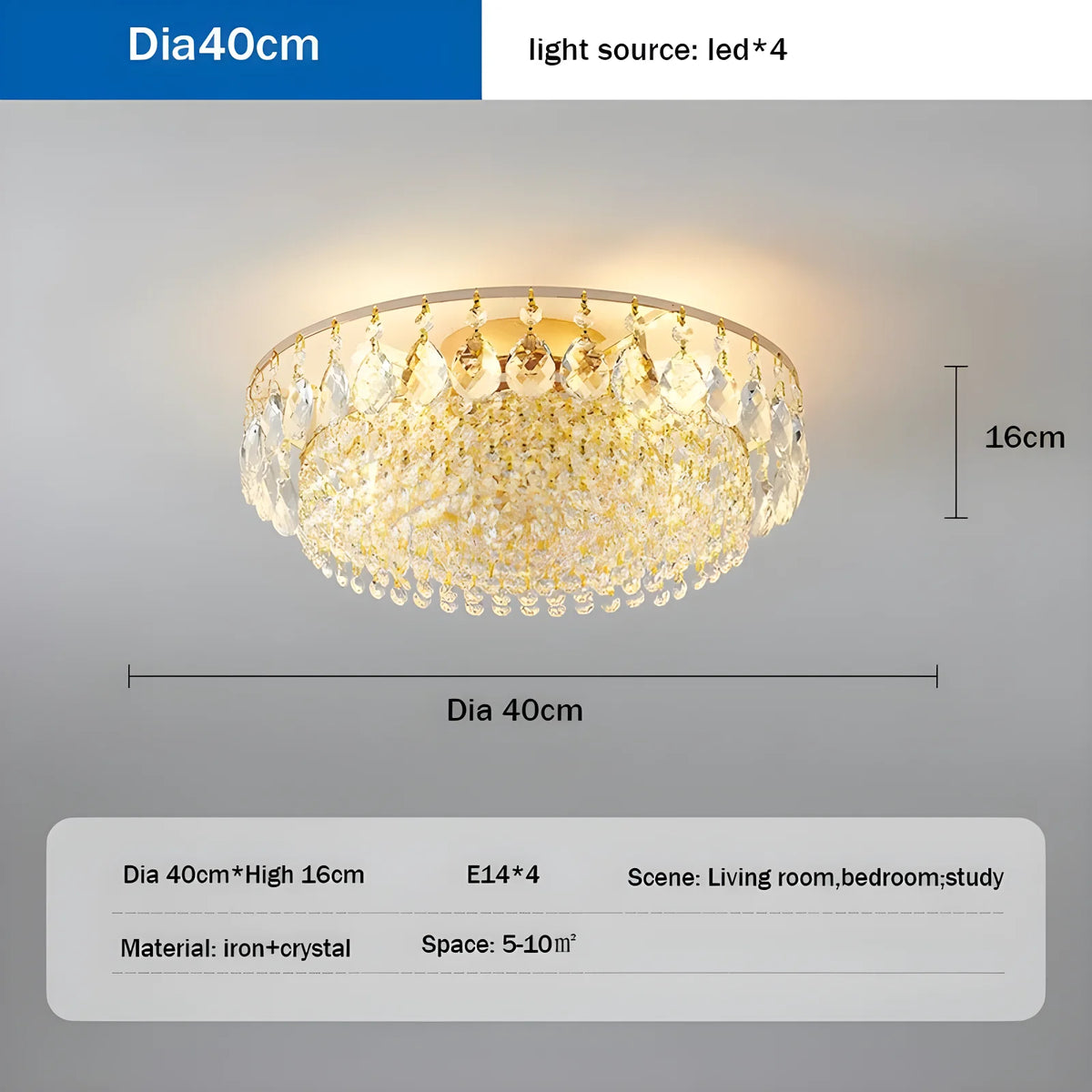 Neroli Flush-Mount Crystal Chandelier for Kitchen – detail view 8
