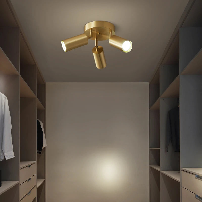 Brass Flush Mount Ceiling Light – Nordic Modern for Bedroom & Bedside, Hallway & Entryway, Living Room | Seren Arc by Evenlyr