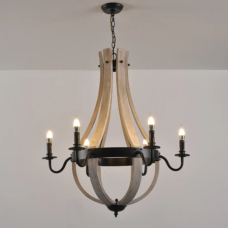Elara Vintage Wood Chandelier for Dining Room – Nordic – product view