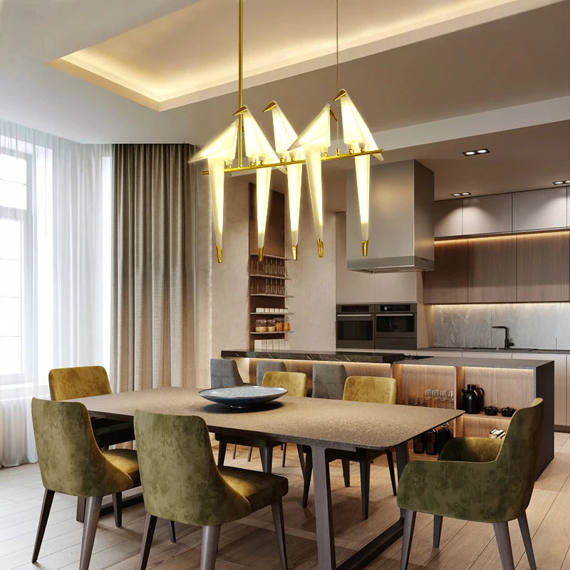 Paper Chandelier – Modern Minimalist Dimmable LED for Dining Room, Living Room, Foyer | Isolde Cascade by Evenlyr