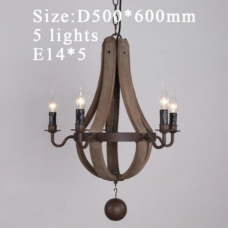 Elara Vintage Wood Chandelier for Dining Room – Nordic