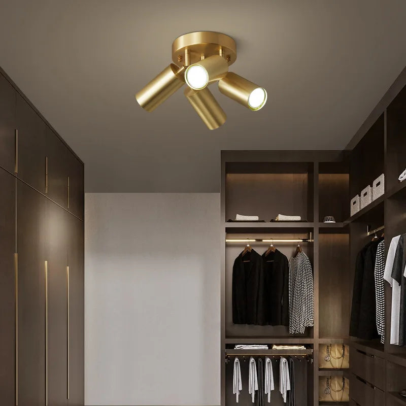 Brass Flush Mount Ceiling Light – Nordic Modern for Bedroom & Bedside, Hallway & Entryway, Living Room | Seren Arc by Evenlyr