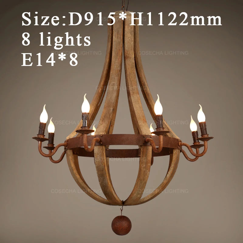 Elara Vintage Wood Chandelier for Dining Room – Nordic – detail view 11