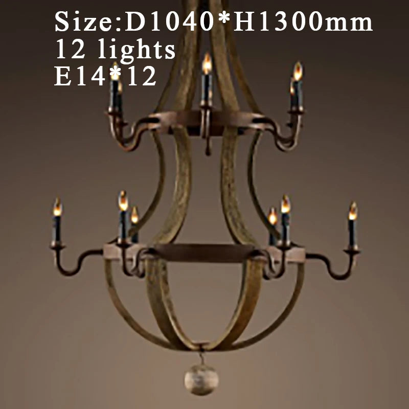 Elara Vintage Wood Chandelier for Dining Room – Nordic
