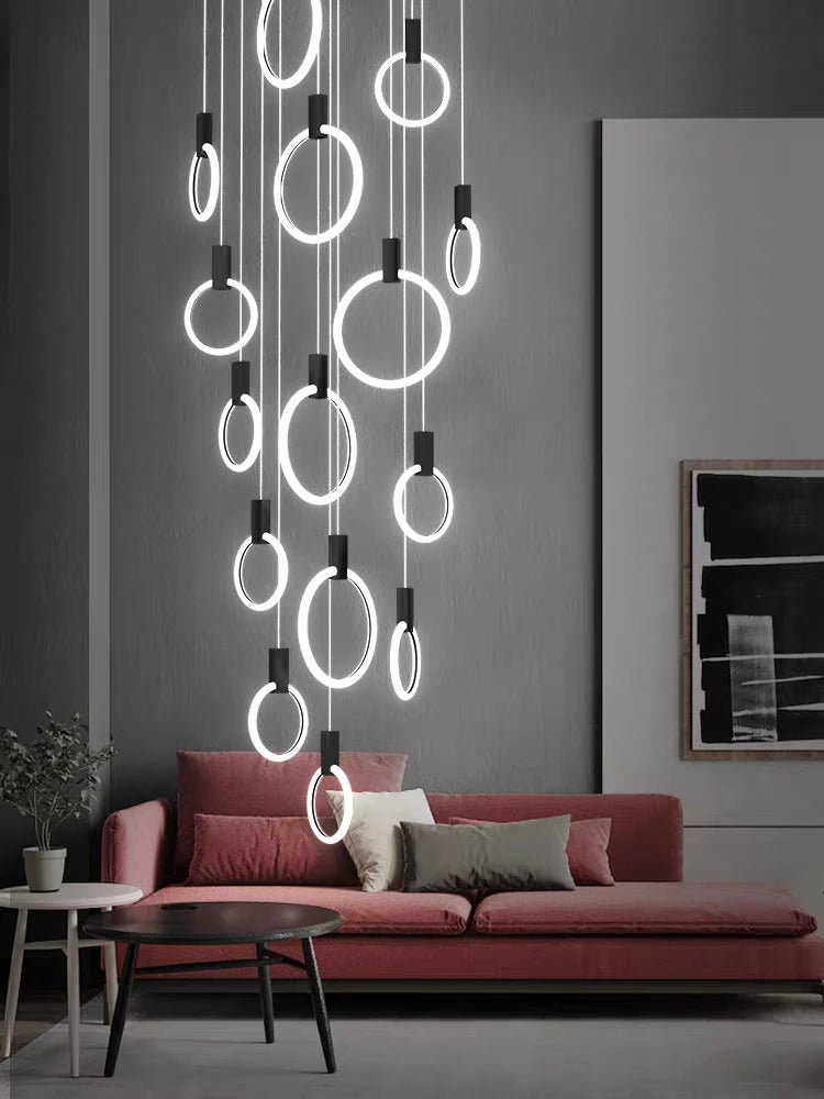 Acrylic Ring Chandelier – Nordic Modern LED for Living Room, Bedroom & Bedside | Alora Dome by Evenlyr