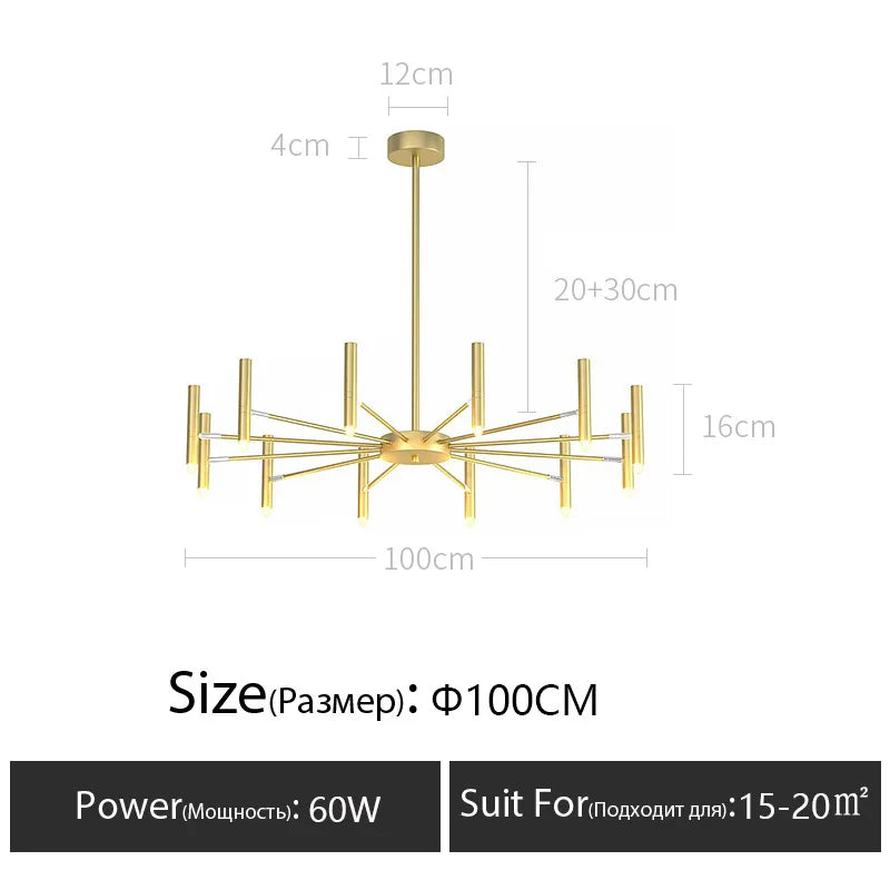 Merano Black-and-Gold G9 Chandelier for Bedroom