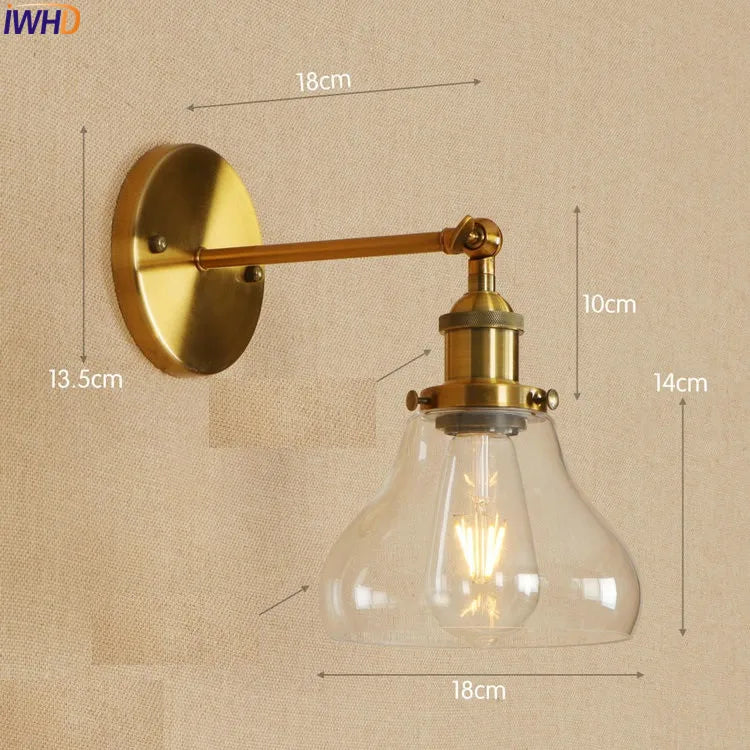 Antique Brass Wall Light Fixtures Glass Industrial Swing Long Arm Vintage Wall Lights Sconce Beside Lamp Lamparas De Pared