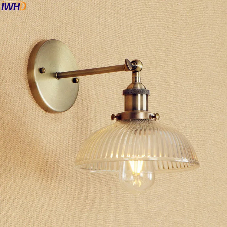 Antique Brass Wall Light Fixtures Glass Industrial Swing Long Arm Vintage Wall Lights Sconce Beside Lamp Lamparas De Pared
