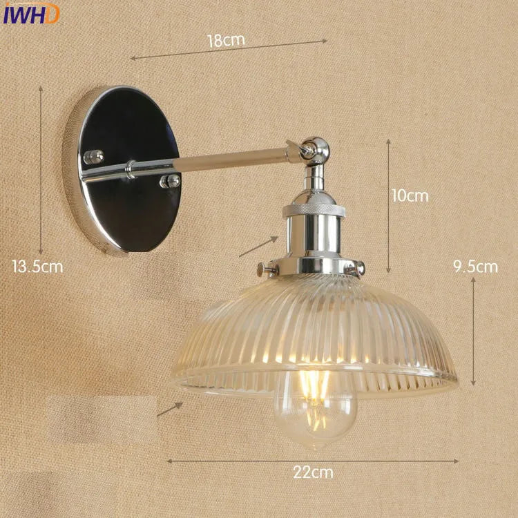 Antique Brass Wall Light Fixtures Glass Industrial Swing Long Arm Vintage Wall Lights Sconce Beside Lamp Lamparas De Pared