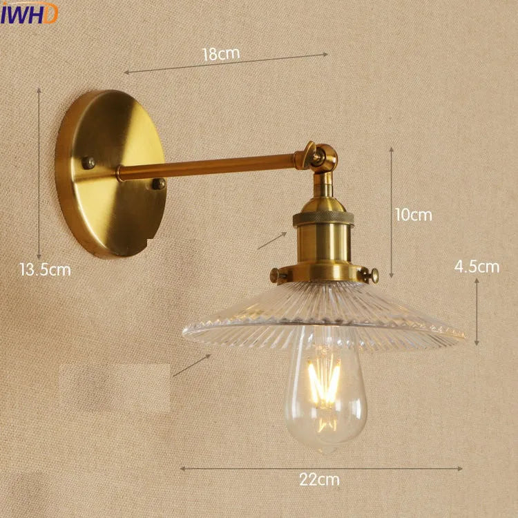 Antique Brass Wall Light Fixtures Glass Industrial Swing Long Arm Vintage Wall Lights Sconce Beside Lamp Lamparas De Pared