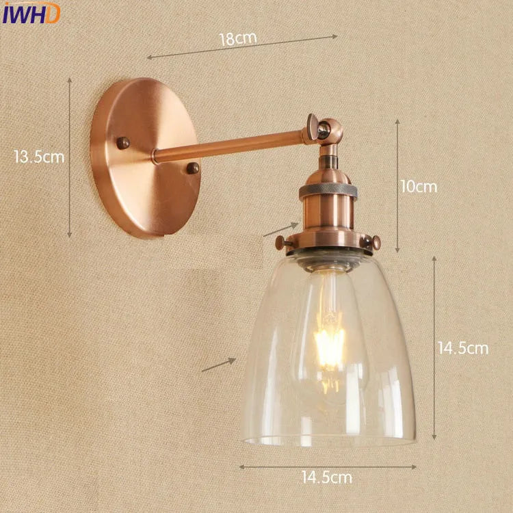 Antique Brass Wall Light Fixtures Glass Industrial Swing Long Arm Vintage Wall Lights Sconce Beside Lamp Lamparas De Pared