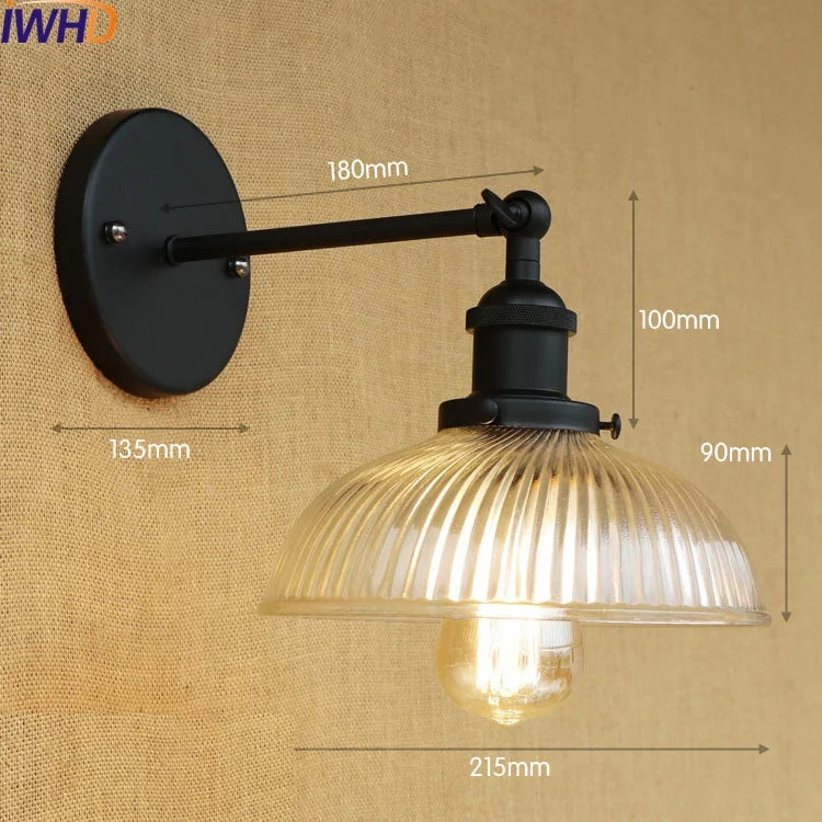 Antique Brass Wall Light Fixtures Glass Industrial Swing Long Arm Vintage Wall Lights Sconce Beside Lamp Lamparas De Pared