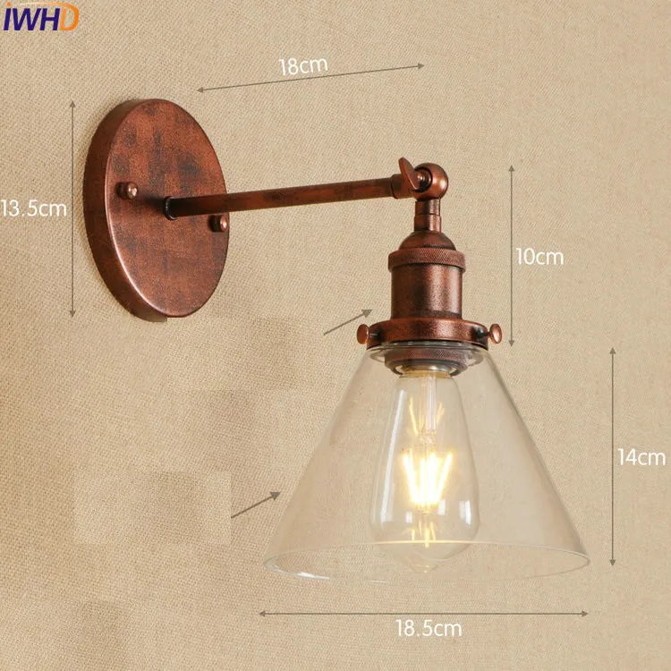 Antique Brass Wall Light Fixtures Glass Industrial Swing Long Arm Vintage Wall Lights Sconce Beside Lamp Lamparas De Pared