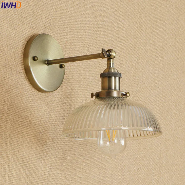 Antique Brass Wall Light Fixtures Glass Industrial Swing Long Arm Vintage Wall Lights Sconce Beside Lamp Lamparas De Pared