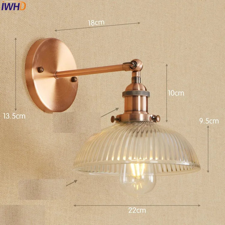 Antique Brass Wall Light Fixtures Glass Industrial Swing Long Arm Vintage Wall Lights Sconce Beside Lamp Lamparas De Pared