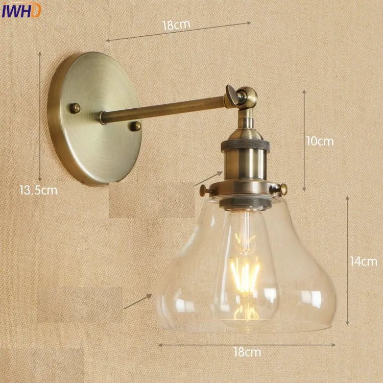 Antique Brass Wall Light Fixtures Glass Industrial Swing Long Arm Vintage Wall Lights Sconce Beside Lamp Lamparas De Pared