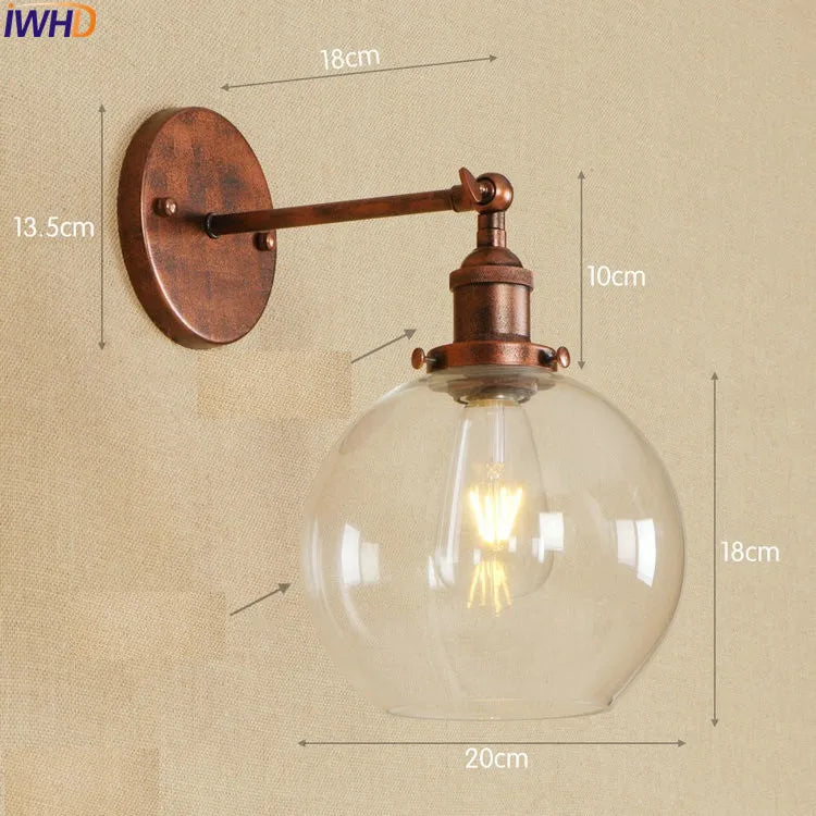 Antique Brass Wall Light Fixtures Glass Industrial Swing Long Arm Vintage Wall Lights Sconce Beside Lamp Lamparas De Pared