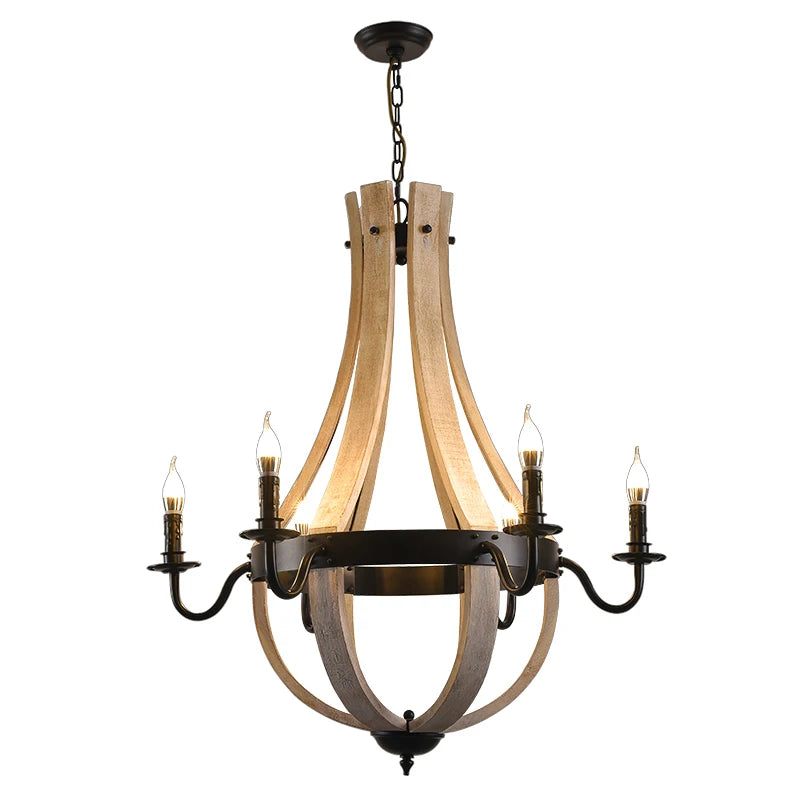 Elara Vintage Wood Chandelier for Dining Room – Nordic – detail view 2