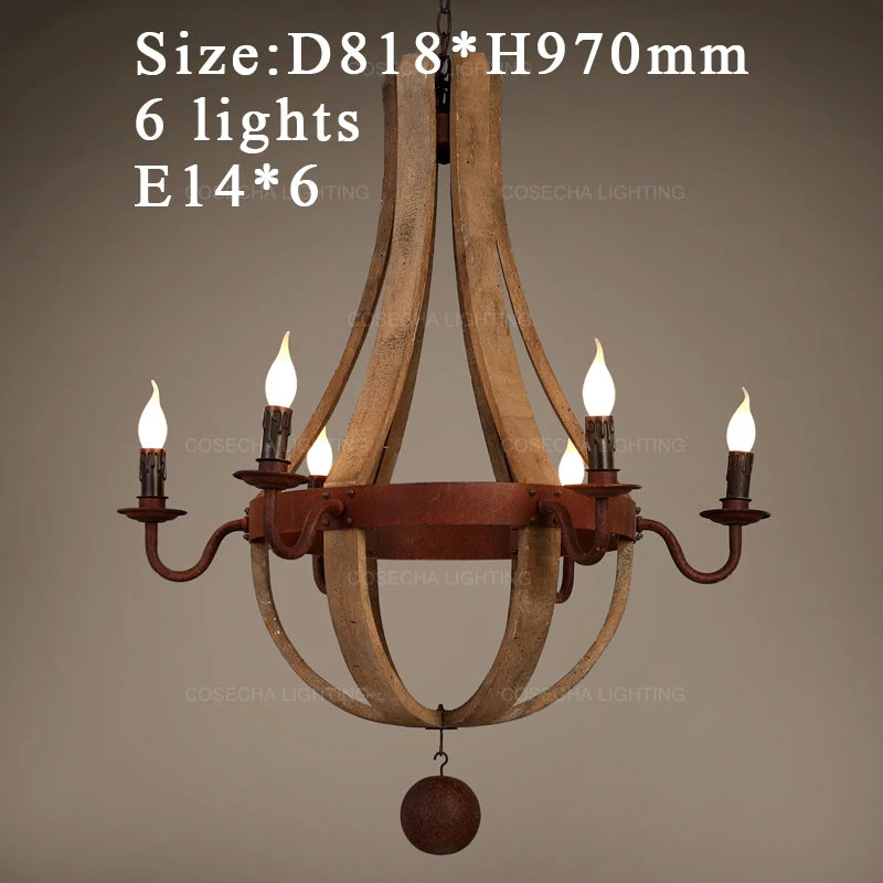 Elara Vintage Wood Chandelier for Dining Room – Nordic – detail view 7