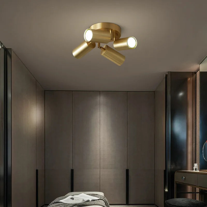 Brass Flush Mount Ceiling Light – Nordic Modern for Bedroom & Bedside, Hallway & Entryway, Living Room | Seren Arc by Evenlyr