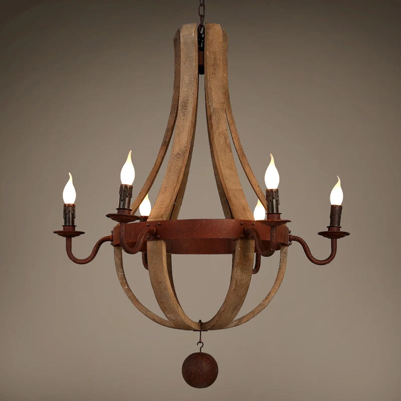Elara Vintage Wood Chandelier for Dining Room – Nordic – detail view 4
