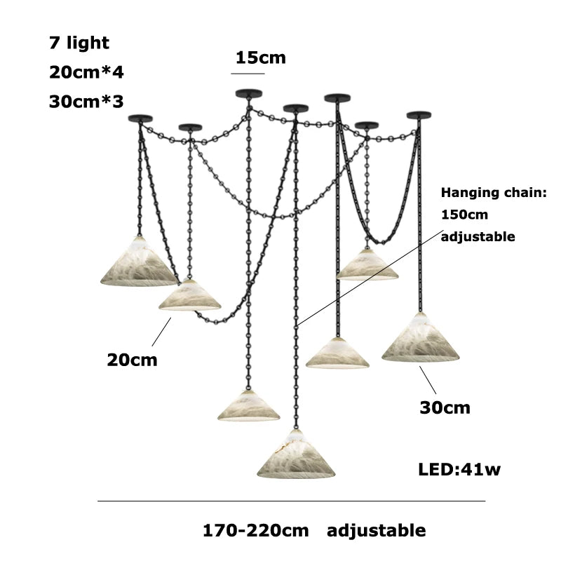 Alabaster & Marble Chandelier – Modern for Hallway & Entryway, Living Room, Dining Room & Kitchen | Lunara Orbit by Evenlyr