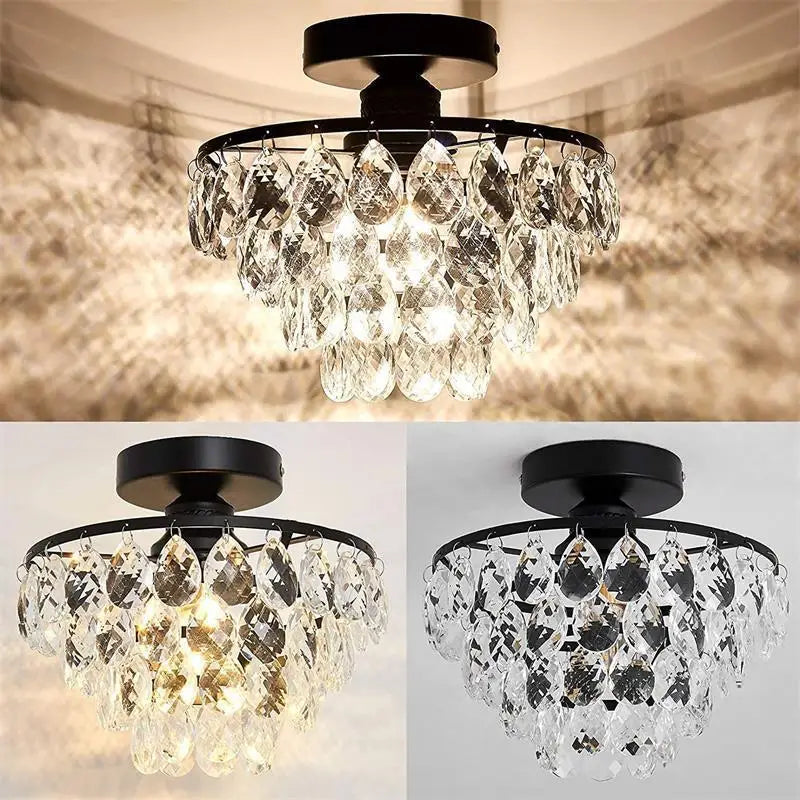 Firenze French Crystal Semi-Flush Ceiling Light for Hallway – detail view 4