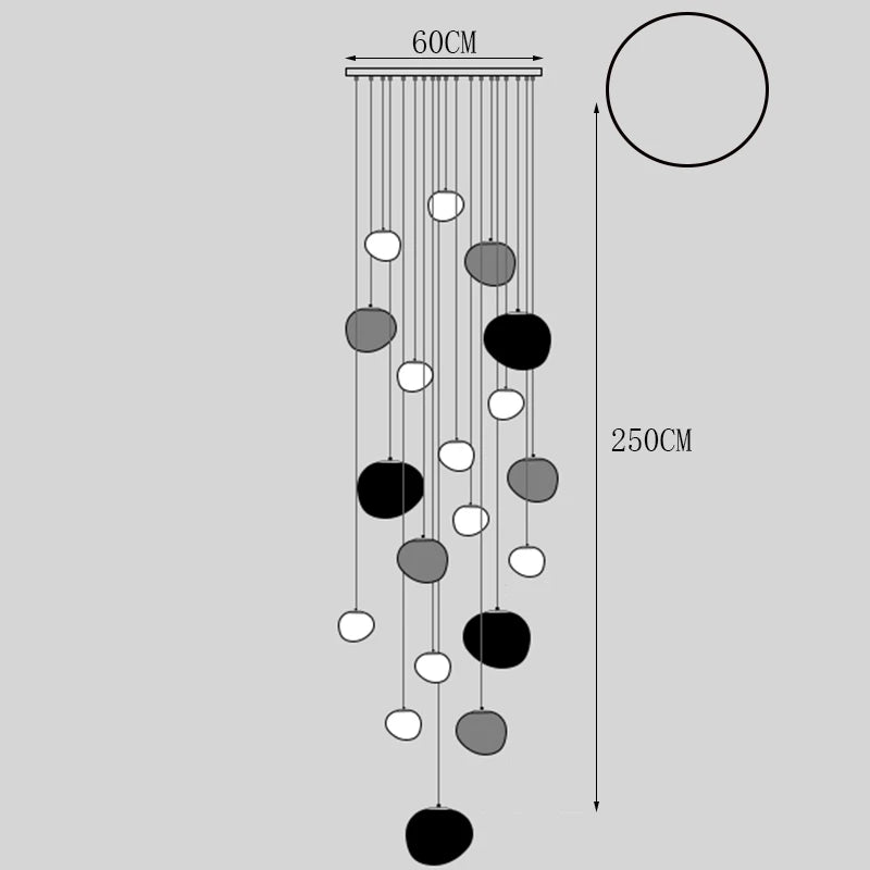 Designer Chandelier – Modern Minimalist for Staircase, Foyer | Isolde Veil by Evenlyr