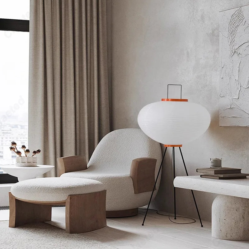 Rice Paper Floor Lamp – Vintage Modern for Living Room, Bedroom, Reading Corner | Solenne Cascade by Evenlyr