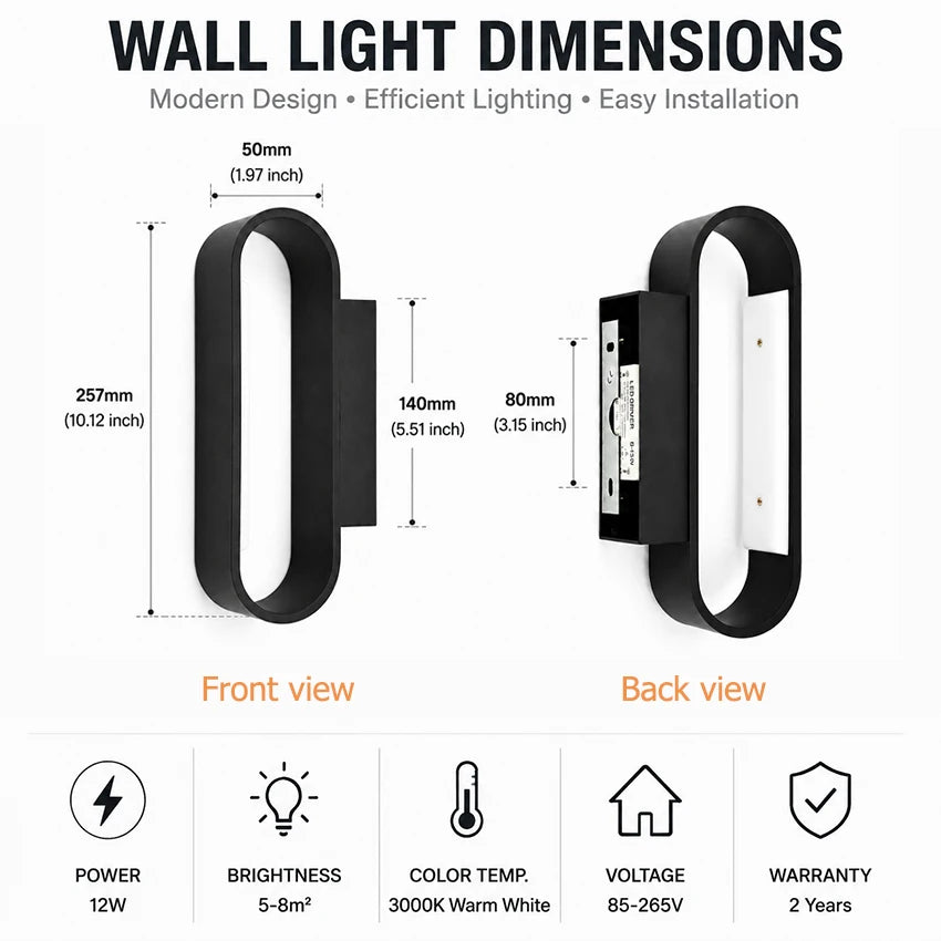 Quintara 12W Rounded-Rectangle Aluminum Wall Sconce for Hotel Hallway