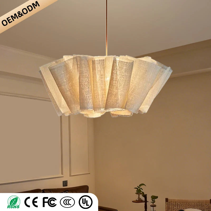 Fabric Chandelier – Wabi-Sabi Vintage LED for Living Room, Restaurant & Café, Office & Study | Celia Halo by Evenlyr