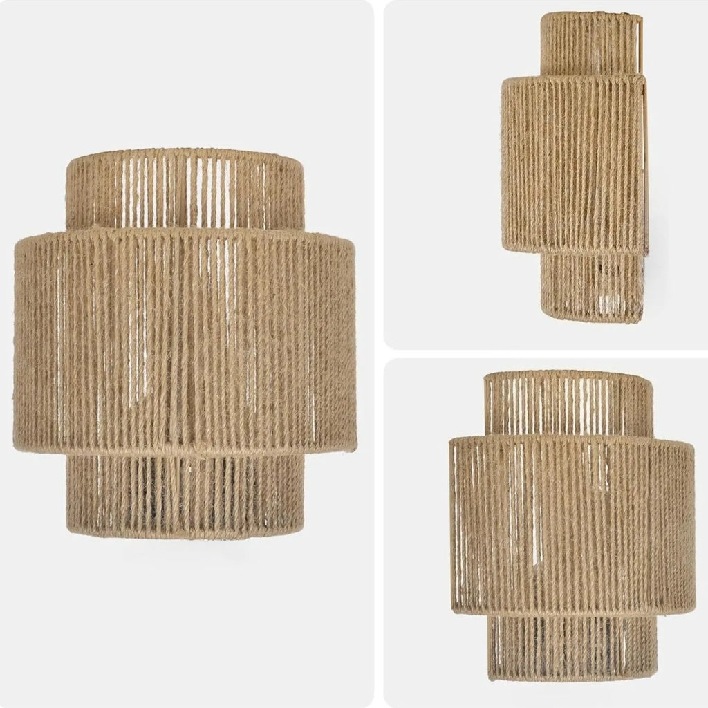 Rattan & Wood Wall Sconce – Vintage Modern for Bedroom, Living Room, Hallway | Aviana Orbit by Evenlyr