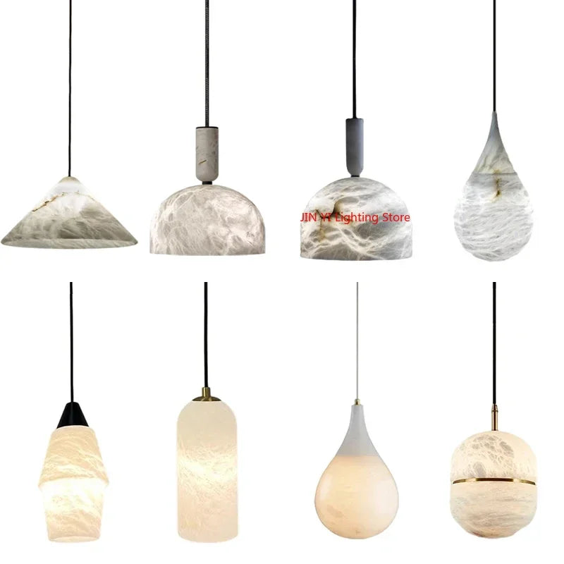 Delia Veil Sculptural Marble Pendant Light – product view 3