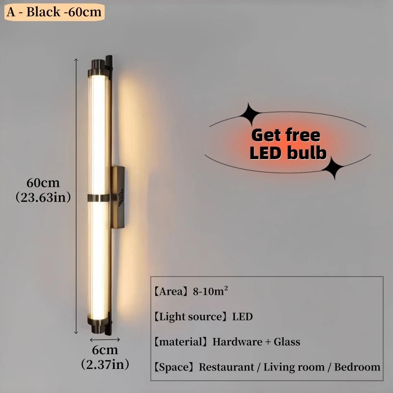 Glass Linear Wall Sconce – Modern Linear for Bathroom, Bedroom & Bedside, Hallway & Entryway | Oriana Glow by Evenlyr