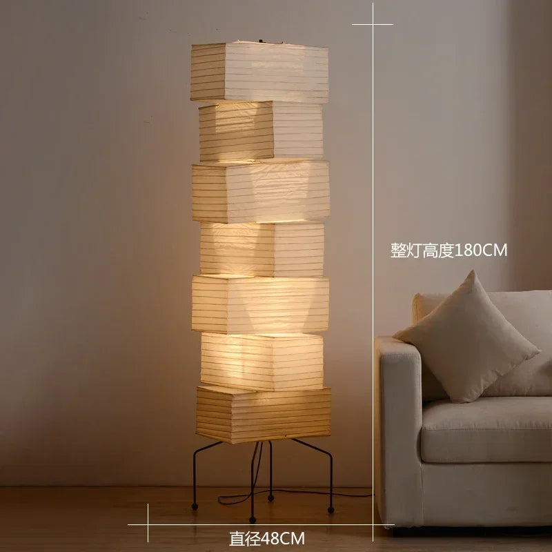 Rice Paper Floor Lamp – Wabi-Sabi Japanese for Bedroom, Reading Corner, Hotel Lounge | Bellara Cascade by Evenlyr