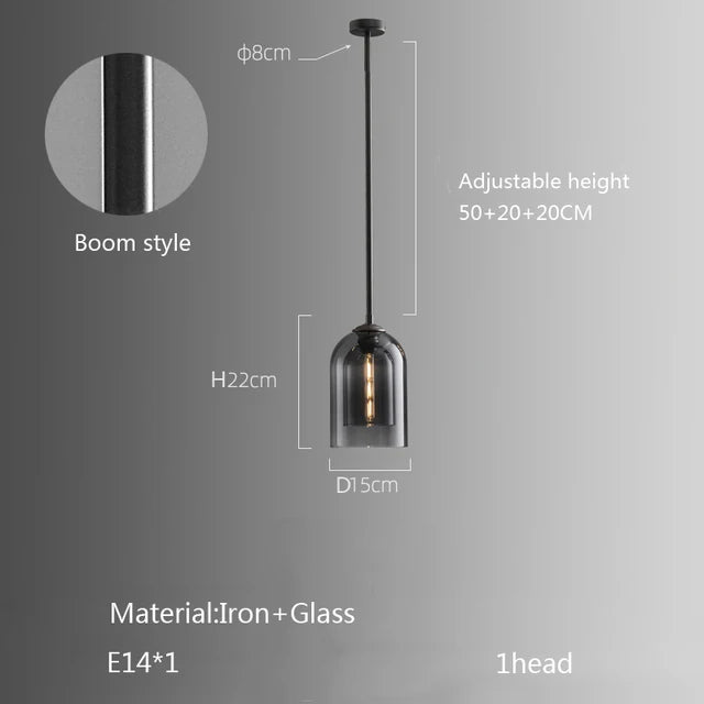 Quintara Long Copper and Glass Chandelier for Staircase