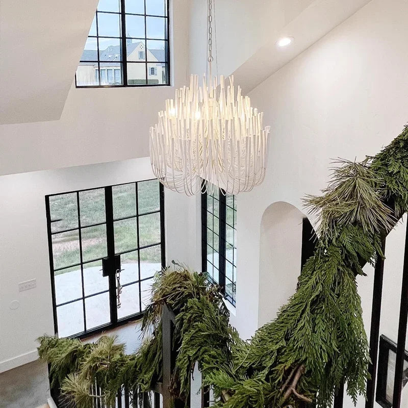 Wood Chandelier – Nordic Modern for Dining Room, Living Room, Staircase | Evanthe Halo by Evenlyr