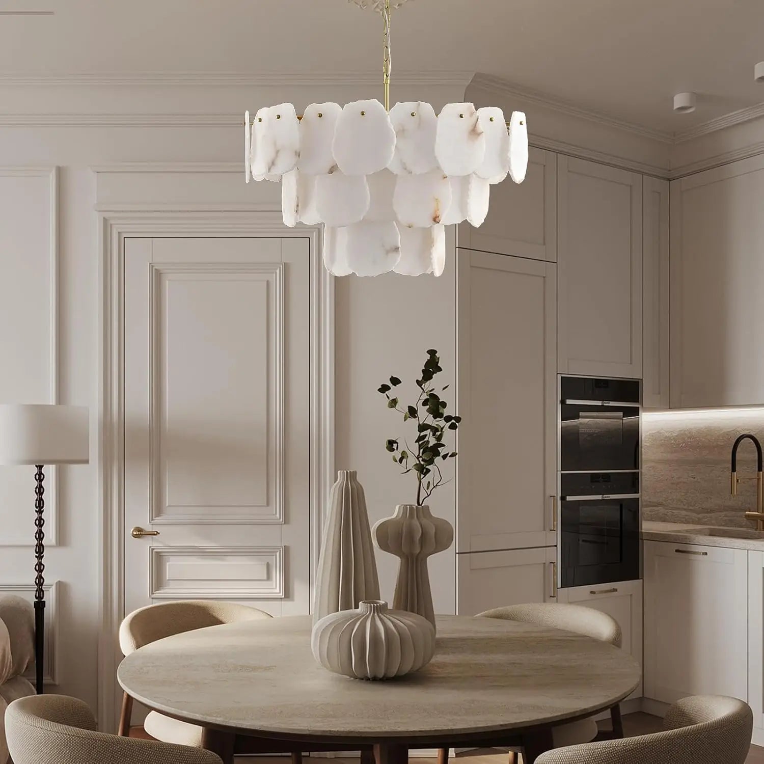 Alabaster & Marble Chandelier – Art Deco for Dining Room, Living Room, Bedroom | Evanthe Line by Evenlyr