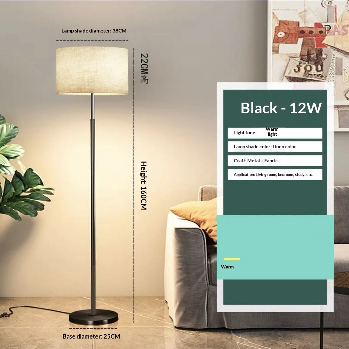Thea Aura Fabric Floor Lamp – Dimmable – product detail 9