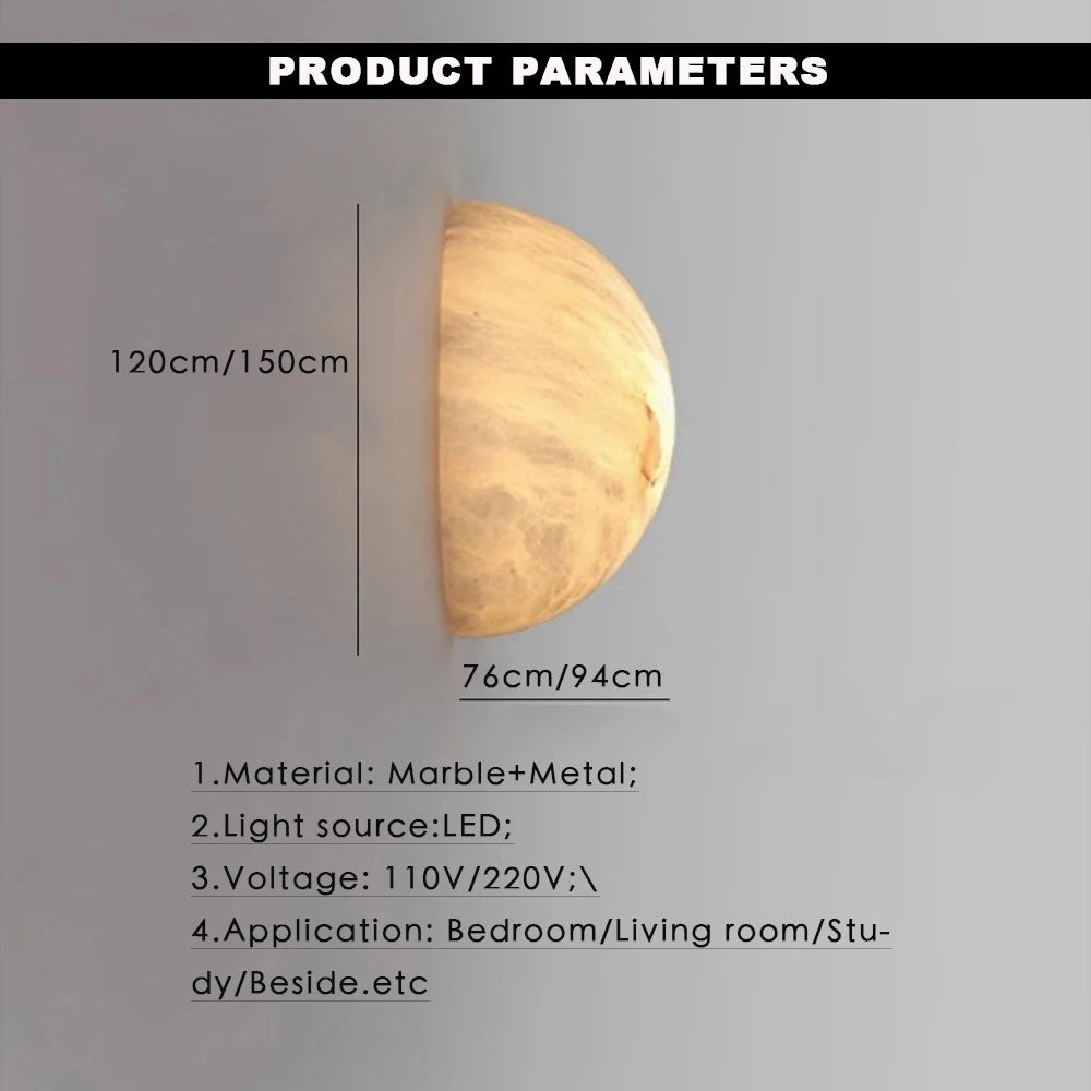 Palermo Round Alabaster Wall Sconce for Living Room – Nordic – detail view 6