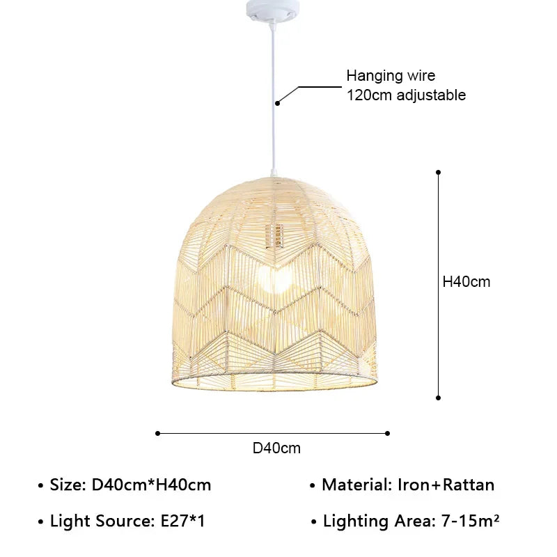 Orlena Modern Rattan Pendant Light for Bedroom