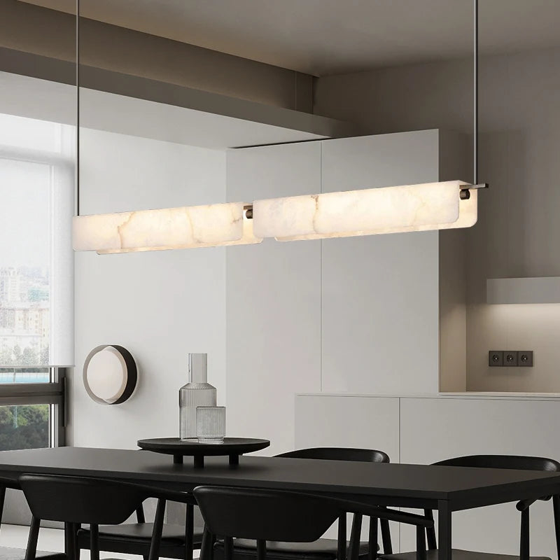 Alabaster & Marble Chandelier – Modern Minimalist for Dining Room, Kitchen Island, Living Room | Seraphine Line by Evenlyr
