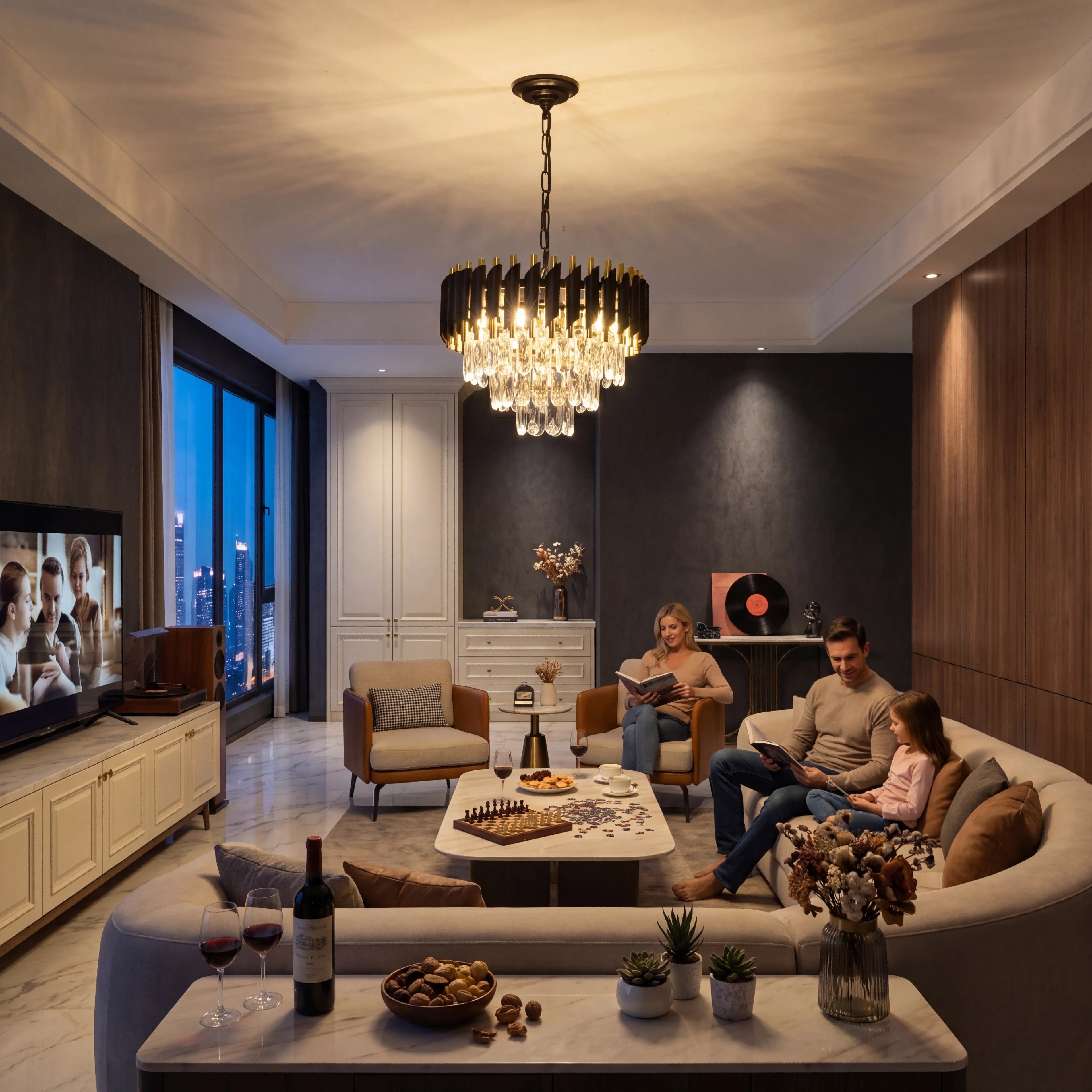 Crystal Chandelier – Modern Adjustable for Bedroom & Bedside, Hallway & Entryway, Living Room | Virelle Halo by Evenlyr