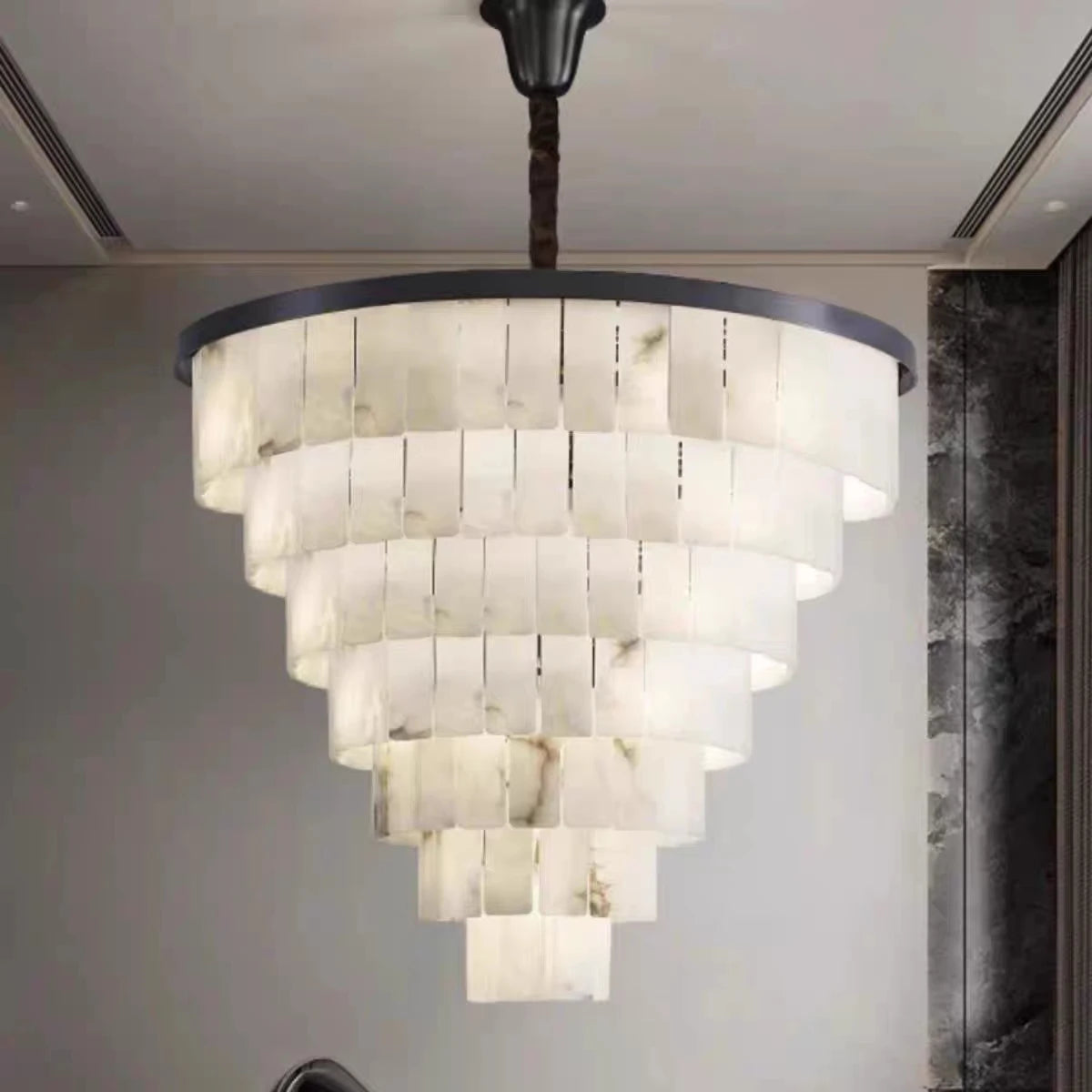 Alabaster & Marble Chandelier – Modern Minimalist for Dining Room, Living Room, Foyer | Celine Line by Evenlyr