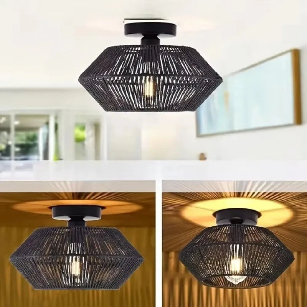 Caspian Bohemian Rattan Chandelier for Dining Room – Farmhouse