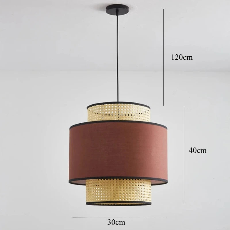 Rattan & Fabric Chandelier – Wabi-Sabi Japanese for Dining Room, Bedroom, Living Room | Aurelia Orbit by Evenlyr