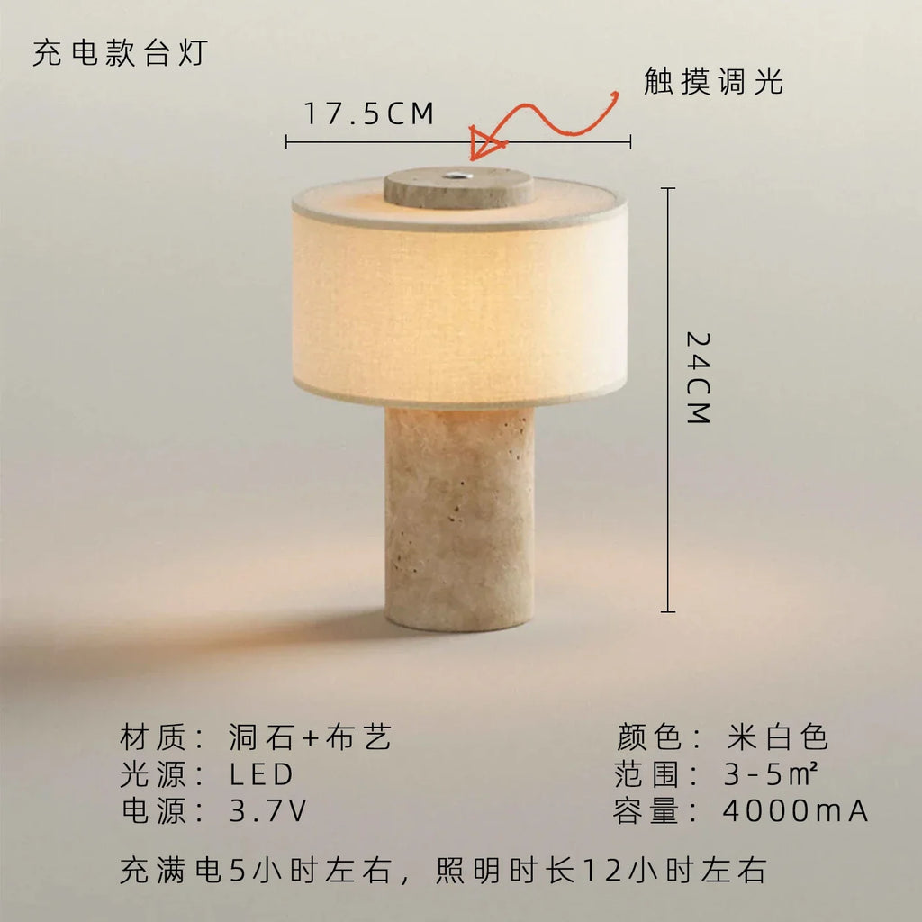 Marble & Fabric Table Lamp – Modern Minimalist Dimmable LED for Bedside, Desk & Office, Living Room | Bellara Grove by Evenlyr