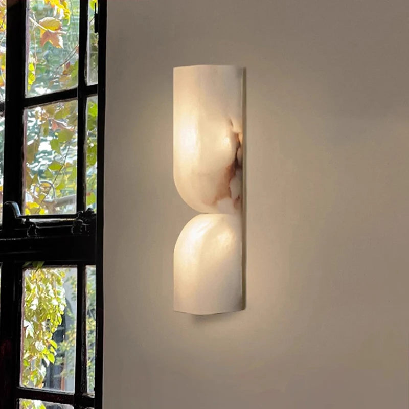 Helian Veil Alabaster Wall Sconce – Designer Art Deco Alabaster Wall Sconces for Dining Room