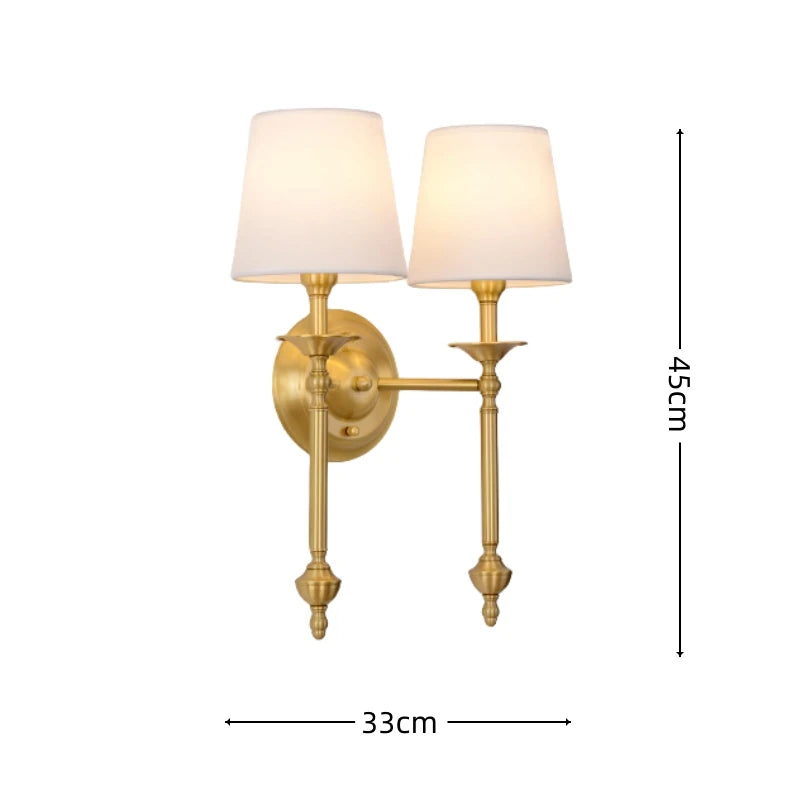 Simple Brass Fabric Wall Sconce Lamp Hotel Room Living Room Handmade Copper Wall Lighting Fixture Bedroom Reading Lamps